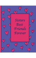 Sisters Best Friends Forever: Dot Grid Journal Notebook: Soft cover. Purple with pink hearts. 110 Pages, 8.5x11