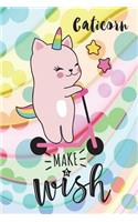 Caticorn, Make a Wish: 6 X 9 Wide Ruled Paper Notebook, Appreciation, Quote Journal or Diary Unique Inspirational Composition Book Gift for Boys, Girls, Students and Teachers - Retirement, Birthday or Gratitude Present - Cute Caticorn Cover