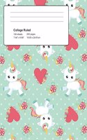 Blue unicorn composition book 200 pages college ruled