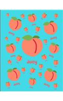 Juicy Peaches Journal Notebook Aqua 150 College Ruled Pages 8.5 X 11