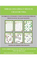 Páginas de deberes para infantil (Dibuja una línea y sigue el ciclo de vida)