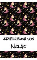 Kritzelbuch von Niclas: Kritzel- und Malbuch mit leeren Seiten für deinen personalisierten Vornamen