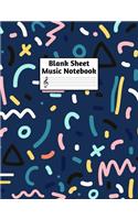 Blank Sheet Music Notebook: Easy Blank Staff Manuscript Book Large 8.5 X 11 Inches Musician Paper Wide 12 Staves Per Page for Piano, Flute, Violin, Guitar, Trumpet, Drums, Cell