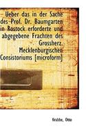 Ueber das in der Sache des Prof. Dr. Baumgarten in Rostock erforderte und abgegebene Frachten des Gr