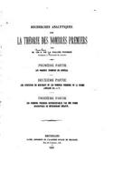 Recherches analytiques sur la théorie des nombres premiers
