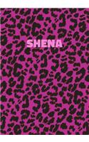 Shena: Personalized Pink Leopard Print Notebook (Animal Skin Pattern). College Ruled (Lined) Journal for Notes, Diary, Journaling. Wild Cat Theme Design wi