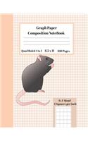 Graph Composition Notebook 4 Squares per inch 4x4 Quad Ruled 4 to 1 / 8.5 x 11 100 Sheets: Cute Funny Mouse Gift Notepad / Grid Squared Paper Back To School Gift Notebook For Math Teens Science Adults Students Programmers note taking and f