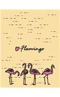 Flamingo: Cute flamingo on yellow cover and Lined pages, Extra large (8.5 x 11) inches, 110 pages, White paper