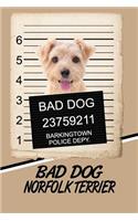 Bad Dog Norfolk Terrier: Blood Sugar Diet Diary Journal Log Notebook Featuring 120 Pages 6x9
