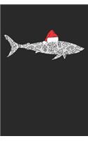 Christmas Notebook 'Shark with Santa Hat' - Christmas Gift for Animal Lover - Santa Hat Shark Journal - Shark Diary