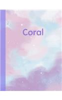 Coral: Personalized Composition Notebook - College Ruled (Lined) Exercise Book for School Notes, Assignments, Homework, Essay Writing. Pink Blue Purple Cov