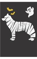 Notebook: Husky Halloween Mumie Bat Ghost Vintage Dot Grid Dotted 6x9 120 Pages