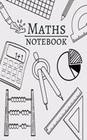 Maths notebook: half grid half plain composition notebook 120 pages (8.5x11) dual sheet graph & blank paper, new school year; back to school 2020