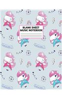 Blank Sheet Music Notebook: Cute Unicorn Matte Cover Design with 110 Pages White Paper Interior for Musician Students and Professionals Playing Piano, Ukelele, Mandolin and oth