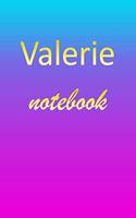 Valerie: Blank Notebook - Wide Ruled Lined Paper Notepad - Writing Pad Practice Journal - Custom Personalized First Name Initial V Blue Purple Gold - Taking 