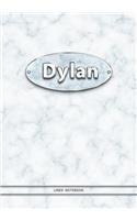 Dylan - Lined Notebook: College Ruled Blank Pages Plus Extra Date Neutral Calendar (12 Months) and Notepad Sketch Designs. Cover Print White Marble Background with Silver-I