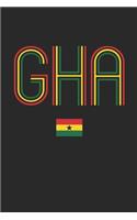 Vintage Ghana Notebook - Ghana Diary - Retro Ghanaian Flag Journal - Ghana Gifts: Medium College-Ruled Journey Diary, 110 page, Lined, 6x9 (15.2 x 22.9 cm)
