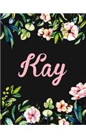 Kay: Personalised Name Notebook/Journal Gift For Women & Girls 100 Pages (Black Floral Design)