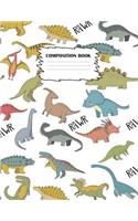 Composition Book: Dinosaur Composition Book, Journal For Kids, 120 Pages, Wide Ruled Book, 8.5" x 11", Dinosaurs On Cover