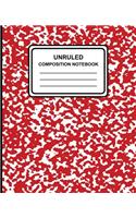 Unruled Composition Notebook: Marble (Red), 7.5" x 9.25", Unruled Notebook, 100 Pages, Professional Binding