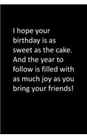 I hope your birthday is as sweet as the cake. And the year to follow is filled with as much joy as you bring your friends!