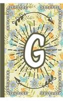 Boho Monogram: Boho Initial G Letter Arrow Floral Monogram Composition Notebook Rule Lined Pages Daily Journal Blank Diary Notepad 6x9 Gift Idea for Woman and Girl