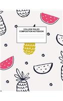 College Ruled Composition Notebook: Cute Blank Lined Journal to Write In with White Paper Rule Pages for School Subject and Writing Pad: Design Code A4 3670