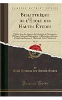 Bibliothèque de l'École des Hautes Études, Vol. 37