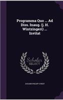 Programma Quo ... Ad Diss. Inaug. (J. H. Wintzingeri) ... Invitat