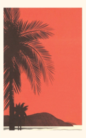 Vintage Journal Red Sky with Palm Trees Travel Poster: (Pocket Sized - Found Image Press Journals)