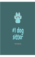 #1 dog sitter notebook: Green and blue paw print lined paperback jotter