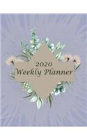 2020 Weekly Planner: Jan 1 - Dec 31 12 Month Floral design and Purple Background Calendar Schedule Organizer