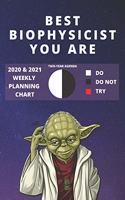 2020 & 2021 Two-Year Weekly Planner For Best Biophysicist Gift - Funny Yoda Quote Appointment Book - Two Year Agenda Notebook