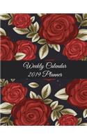 Weekly Calendar 2019 Planner: Red Rose Floral, Weekly Calendar Book 2019, Weekly/Monthly/Yearly Calendar Journal, Large 8.5" x 11" 365 Daily journal Planner, 12 Months Calendar, 