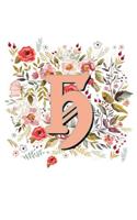 H Monogram Letter Floral Wreath Notebook