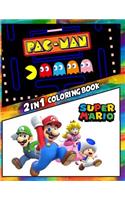 2 in 1 Coloring Book Pac-Man and Super Mario: Best Coloring Book for Children and Adults, Set 2 in 1 Coloring Book, Easy and Exciting Drawings of Your Loved Characters and Cartoons