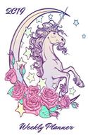 2019 Weekly Planner: Daily Notes, Plans, and Agenda Organizer for Those on the Go, Unicorn Cover