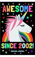 Awesome Since 2002 Unicorn Journal