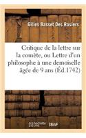 Critique de la Lettre Sur La Comète, Ou Lettre d'Un Philosophe À Une Demoiselle Âgée de 9 ANS