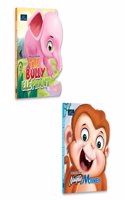 Animal Shaped Story Board Book - The Bully Elephant, Naughty Monkey - Set of 2 Story Books For Kids