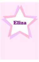 Eliza: Personalized Name Journal. Wide Ruled (Lined) Writing Diary, Composition Book. Cute Pink Star Cover for Girls, Kids and Teens