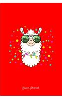 Llama Journal: Lined Journal - Happy Llama Wearing Sunglasses Cute Cool Alpaca Gift - Red Ruled Diary, Prayer, Gratitude, Writing, Travel, Notebook For Men Women -