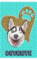 Husky Life Devonte: College Ruled Composition Book Diary Lined Journal Blue