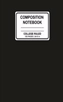 Composition Notebook: Solid Black Cover Design Ruled Blank Lined Paper Notebook for School, Office, Writing Notes