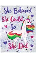 2020 Planner Unicorn She Believed She Could Blue Pink