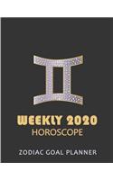 Zodiac Goal Planner: Weekly 2020 Horoscope - Zodiac Journal Gemini 365 Days One Year Of Writing: Blank Lined Daily Journal dated Page Per Day + Goals Checklist - Silver 