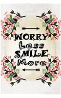 Worry less smile more quote floral scrapbook and watercolor cover for the new year