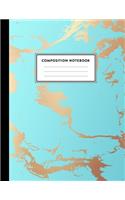 Composition Notebook: Beautiful Blue Marble and Rose Gold - 100 College Ruled Pages - 8.5 x 11 - Journal for Children, Kids, Girls, Teens And Women (School Essentials)