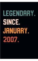 Blank Lined Journal, Notebook, Diary, Planner - Legendary Since January 2007 - 12th Birthday Gift For 12 Years Old Boys and Girls born in January: Medium College-Ruled Journey Diary, 110 page, Lined, 6x9 (15.2 x 22.9 cm)
