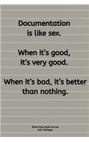 Documentation is like sex. When it's good, it's very good. When it's bad, it's better than nothing.